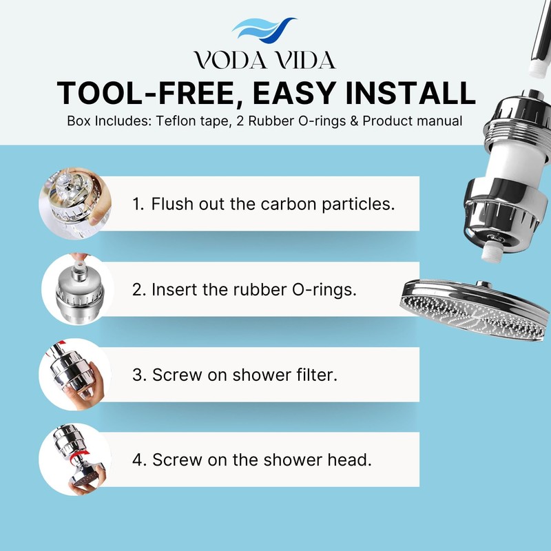 Voda Vida Shower Filter for Hard Water | Remove Chlorine