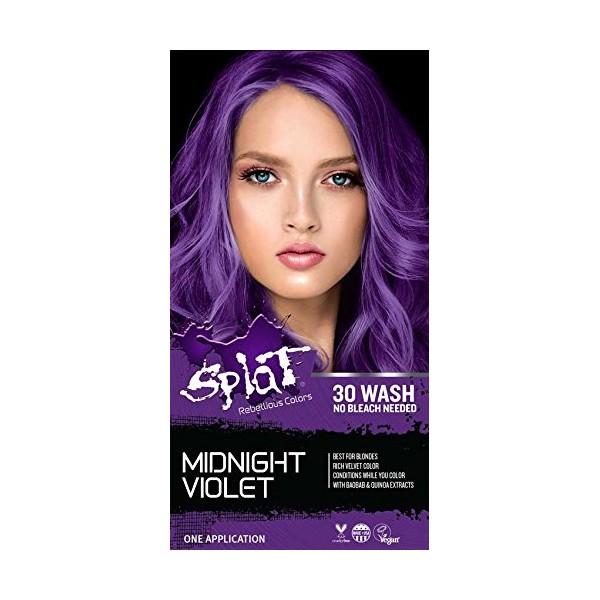 Splat Midnight Violet | 30 Wash No Bleach Semi-Perm Hair Dye | Vegan & Cruelty Free