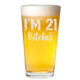 Veracco I'm 21 B Years Twenty Fist Pint Beer Glass 21st Birthday Gift For Him Her (Clear, Glass)