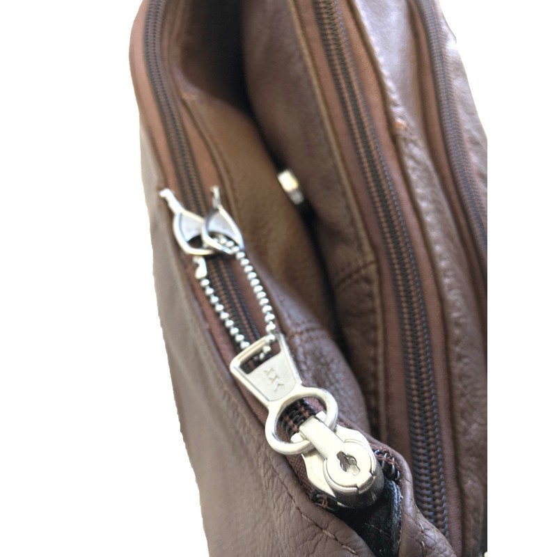 ROMA LEATHERS Stylish Leather Locking Concealment Crossbody Purse - CCW