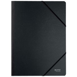 Leitz 39080095 A4 Folder with Elastic Band Closure, 250 Sheets, 100% Recyclable, Environmentally Friendly, Recycled Series, Black
