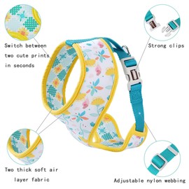 PETDOORIE Reversible Prints Dog Harness Pet Harnesses for Extra Small Medium Large Dogs Soft Breathable Adjustable Puppy Vest for Easy Walking (Yellow, S)