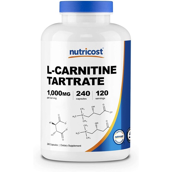 Nutricost L-Carnitine Tartrate 500mg, 240 Capsules - 1000mg Per Serving