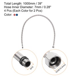 uxcell 39 Inch Long Faucet Supply Line Connector, 4pcs G3/8 Female Compression Thread x M10 Male Connector Braided 304 Stainless Steel Water Supply Hose Line