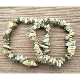 NATURAL CHRYSOBERYL STONE GEMSTONE STRETCHY CHIP BRACELET