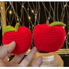 JOONOR 2 Pieces Handmade Crochet Apple Statue,Hand-Knitted Apple with Stem
