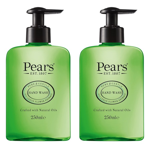 Pears Pure & Gentle with Lemon Flower Extracts Hand Wash | 98% Pure Glycerin Soap and Moisturizing Liquid Hand Soap for Dry Hands with Lemon Flower Extract | Pack of Two | 250 ML