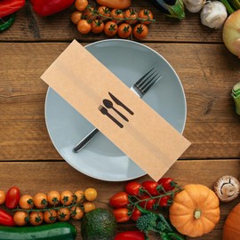 Cabilock Pack of 100 Kraft Paper Cutlery Holders for Celebrations Cutlery Cases Paper Utensil Holder for Weddings and Events Hygienic and Practical for Restaurants and Festivals