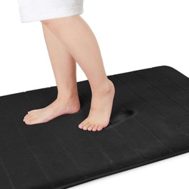 Yimobra Memory Foam Bath Mat Large Size 44 x 24 Inches, Comfortable, Soft, Super Water Absorption, Machine Wash, Non-Slip, Thick, Easier to Dry for Bathroom Floor Rug, Black