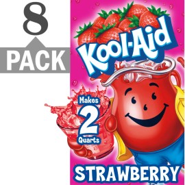 Kool-Aid Soft Drink Mix Strawberry Unsweetened, Caffeine Free 0.14 Oz., (8 Pack)