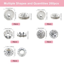 Kovict 260Pcs Rhinestone Beads for Jewelry Making, Shiny Crystal Clay Beads 10mm and 10mm Fancy Glitter Rondelle Spacer Sparkle 12mm for Bracelets Necklace Earring DIY Craftin