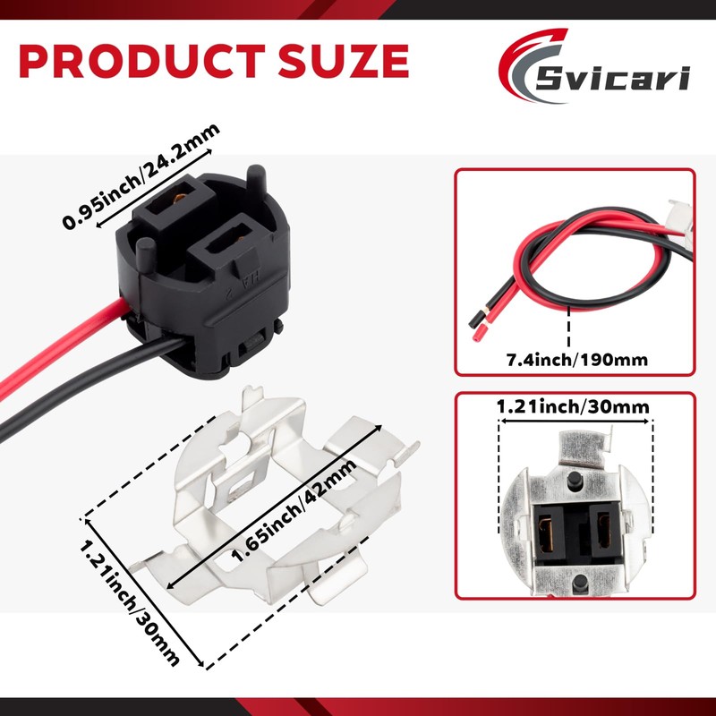 Svicari 2PCS H7 Light Bulb Socket Retainer Holder Adapters Compatible