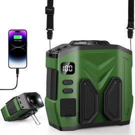 OCOHW Portable Personal Waist Fan Rechargeable, 10000mAh 5 Speeds 13500RPM Strong Airflow, LED Light & 30H Runtime, Hands-Free Shirt/Belt/Neck Clip on Fan for Camping, Work, Outdoor, Travel