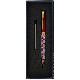 February Mountain Mother of Pearl Ballpoint Pen, Retractable Ballpoint Pens, for Gift, Business, Office, 1.0mm Medium Point Black Ink, Extras Replaceable Metal Refills (Crane-Blue-Black Ink)