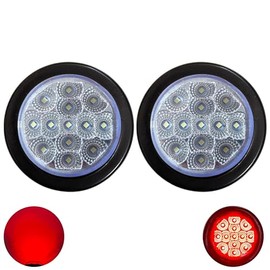 All Star Truck Parts 2x 2.5 Round Red Led Clearance Side Marker Lights Kit 13 LED Diodes Clear Lens Grommet Wire Pigtail Truck Utility Trailer RV UTE UTV Tractor Flush Mount Waterproof 12V Sealed