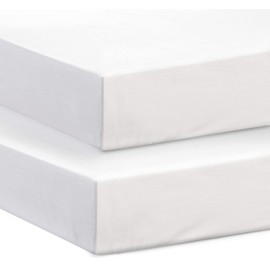 Next to Me Crib Fitted Sheets (Pack of 2) | 100% Pure Cotton - High Thread Count Fabric | Soft & Durable Crib Mattress Fitted Sheets (White, 83-85 x 50-51 cm)