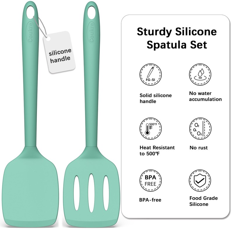 Coukre 2 Pack Silicone Spatula Set, High Heat Resistant, BPA