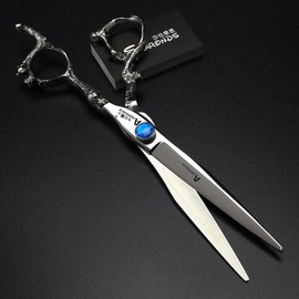 7/7.5/8/9 inch scissors silver professional hairdresser hair cut and trim diluted sharp 440C steel (7 inch flat shear)