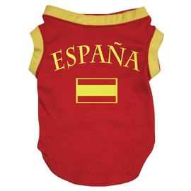 Petitebelle Spain Flag Dog Shirt - Red - Medium