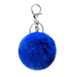 Cityelf Cute Faux Rabbit Fur Ball Pom Pom Keychain Car Key Ring Handbag Tote Bag Pendant Purse Charm (ROYALBLUE)