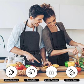 MyLifeUNIT Artist Apron, Adjustable Painting Apron with 10 Pockets for Arts, Black Canvas Pottery Apron for Women Men, Black, 44.7 x 26.6 inches