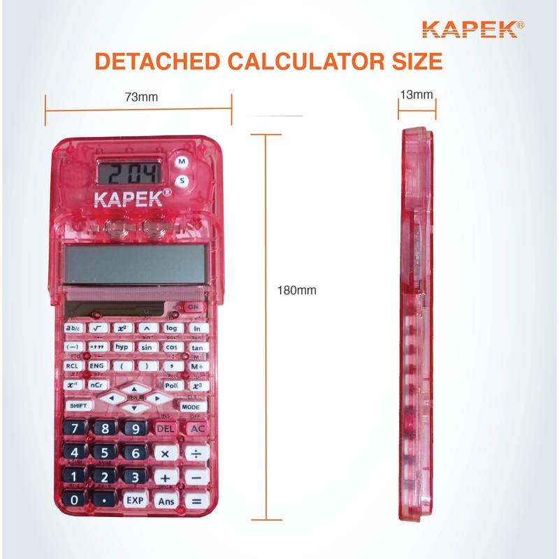 KAPEK Scientific Calculator + Math Set for Schools | 2-Line