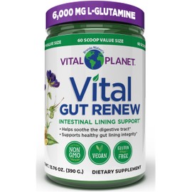 Vital Planet - Vital Gut Renew Powder Supplement for Leaky Gut Repair with L-Glutamine, Marshmallow and Ginger Root, DGL Licorice Root and Organic Aloe Vera, L Glutamine 6000mg 13.76 oz