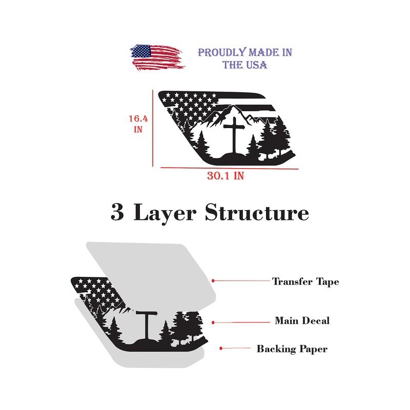 Fit for Toyota 4Runner (2010-2024) | Precut American Flag Cross