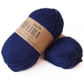 65% Wool and 35% Alpaca Yarn for Knitting and Crocheting, 3 or Light Worsted DK Weight, Drops Lima, 50g per ball (9016 Navy)