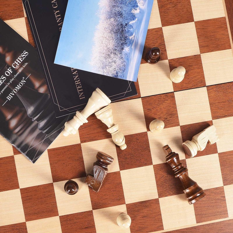 BIVOMON Magnetic Wooden Chess Set 15" Unique Chess Board Game