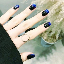 Zehory Glossy Press on Nails Red Short Square Fake Nails Full Cover Artificial Acrylic False Nails for Women and Girls (24Pcs)