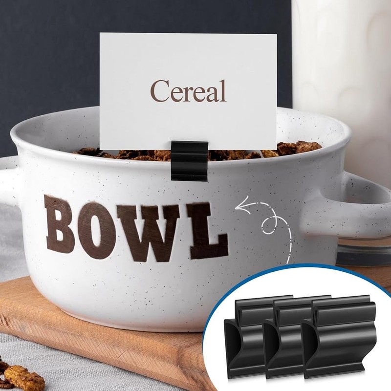 Comphic 50 Pcs Black Sign Clip Reusable Labels Clip on