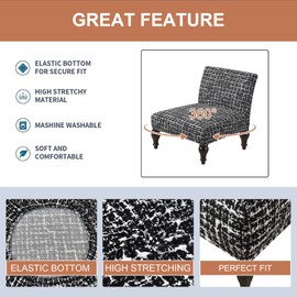 Eco-Ancheng Armless Chair Slipcover Removable Armless Accent Chairs Covers Washable Armless Slipper Chair Slipcover Printed Armless Chair Furniture Protector Covers for Living Dining Room Hotel
