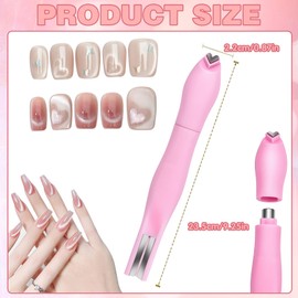 CYUXING 3 in 1 Cat Eye Nail Magnet, Versatile Magnet Tool for Cat Eye Gel Polish Heart Shaped Round Multifunctional Accessories for Studio Home DIY Salon Pink