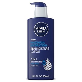 NIVEA Men Maximum Hydration Lotion for Dry Skin, 3 in 1 Body, Face and Hands Sea Minerals 16.9 Ounce