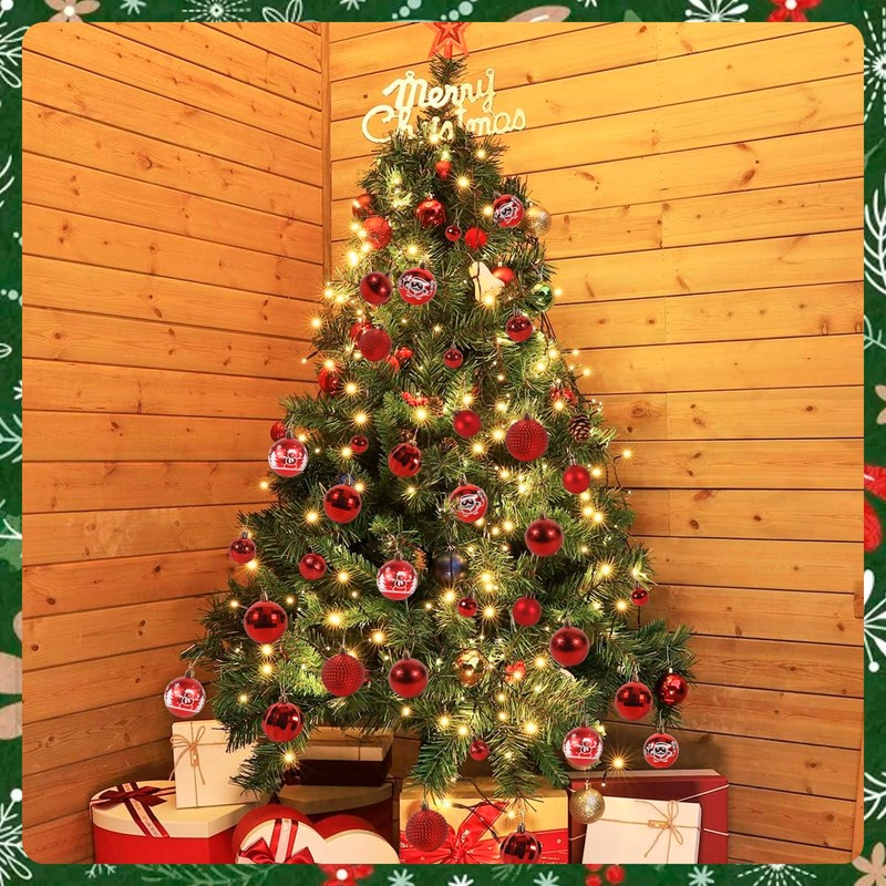 ROELLY Pack of 101 Christmas Baubles, Plastic Hanging, Sparkling Christmas