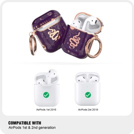 wenew for AirPod Case, Flower AirPods Hard Case Cover with Keychain for Women Men, AirPod 1st & 2nd Generation case (Golden Snake)