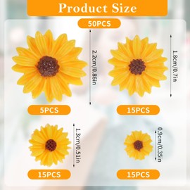 50PCS Flatback Resin Daisy Flowers, Mini Resin Flat Back Charms for Crafts, Mini Resin Daisy Flowers for DIY Crafts, Scrapbook Embellishment (Yellow)