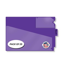 Doctor Stuff - Center Tab Vinyl Outguides, Diagonal Cut Front Pocket, Top Charge Out Slip Pocket, Plastic File Folder, Letter Size 9" x 13-1/4", Purple, 25/Box
