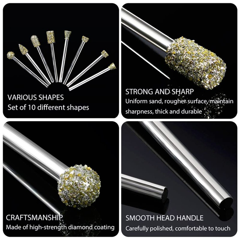 Diamond Grinding Burr Drill Bit Set for Dremel Rotary Tool
