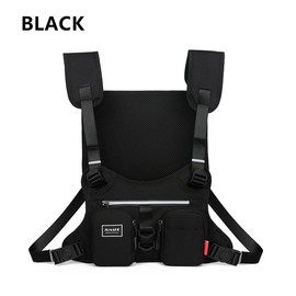 Jumahe Springtok Men's Adjustable Zipper Multi-functional Nylon Chest Bag,Reflective Stripes on Back,Sporty Vest Bag for Tennis Pickleball Outdoor Hiking Cycling Workouts,Gym Bag,Exercise Bags,Back To School Bags,2025 Sport & Outdoor Accessories - Color: