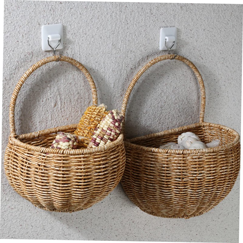 KOMBIUDA Countryside Decorative Basket Hanging Egg Container Plastic Storage Tight