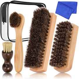 Mardatt Horsehair Shoe Shine Brush, 5 Stück Schuhbürste, Rosshaar, Schuhbürste, Schuhbürste, Lederschuhe, Stiefelpflege, Bürste, Schuhreinigungsbürste zum Reinigen von Schuhen