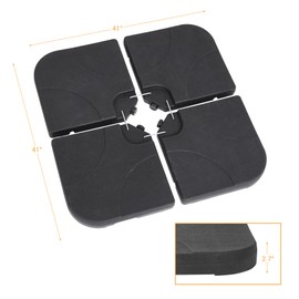 Bonosuki 4Pcs Offset Umbrella Base Plastic Cantilever Base Weights Plate Set, Water, and Sand Filled Umbrella Base for Cantilever Offset Patio Umbrella, 180lb Black