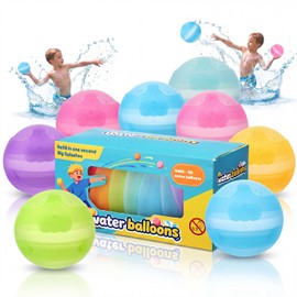 8 Pcs Reusable Water Balloons for Kids, Sea Lion Silicone Water Balls, No Magnets, Quick Fill Leak Resistant Refillable Pool Toys for Beach, Backyard Games (Assorted Colors)