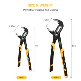 Tongue and Groove Pliers 8"&12"Adjustable Pliers Set Groove Joint Pliers With 7-Position Push-Lock,V-Jaw Water Pump Pliers With Cushion Grip Handle Tools For Plumber Home Repair Maintenance 2 Piece