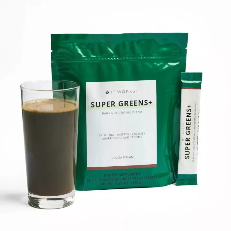ItWorks! Super Greens Cocoa Dream On-the-go Supports digestion and metabolism.