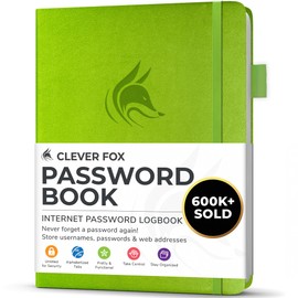Clever Fox Password Book with Alphabetical tabs. Internet Address Organizer Logbook. Small Pocket Password Keeper for Website Logins (Green)