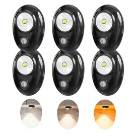 LED 500mAh Rechargeable Battery Puck Lights,Smart Sensor Night Light,3 Color Tap Lights,Wireless Closet Light,Under Cabinet Lighting,Magnetic Sitck On Lights for Kitchen,Closet,Pantry,Shelves(6 Pack)