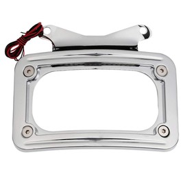 TCT-MT Curved Laydown License Plate Mount Frame Light Fit For Harley '17-'18 FLHRXS Road King Special; '10-'13 & '15-'18 Road Glide; Street Glide 2010-2018 Chrome